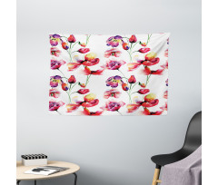 Blooming Tulip Poppy Wide Tapestry