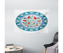 Turkish Tulip Floral Art Wide Tapestry