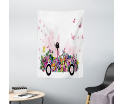 Floral Car Butterflies Tapestry