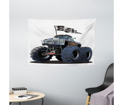 Monster Truck Pirate Wide Tapestry