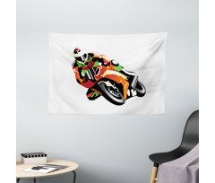 Motorcycle Racer Sport Wide Tapestry