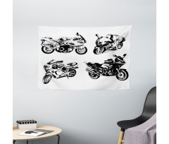 Motorbikes Wide Tapestry