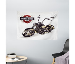 Old Classic Motorcycle Wide Tapestry