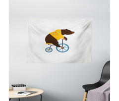 Bear Bicycle Circus Wide Tapestry