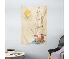 Boat in Windy Sea Sun Tapestry