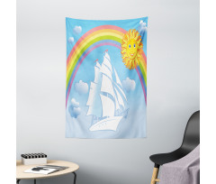 Motivational Ship Rainbow Tapestry