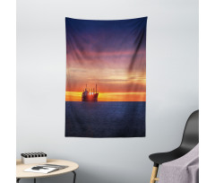 Sunrise over Sea Ship Tapestry
