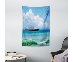 Waves Ship Travel Tapestry