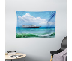 Waves Ship Travel Wide Tapestry