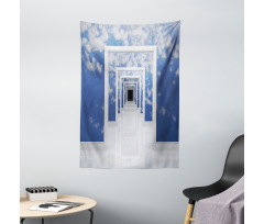 Sky Clouds on Walls Tapestry