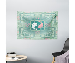 Dolphin Couple Asian Wide Tapestry