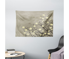 Retro Floral Wide Tapestry