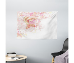 Pink Floral Wide Tapestry