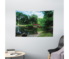 Japanese Garden Lake Wide Tapestry