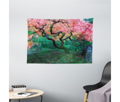 Red Leaf Maple in Garden Wide Tapestry
