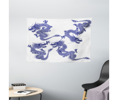 Japanese Dragons Mythical Wide Tapestry