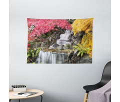 Tropical Fall Flowers Wide Tapestry