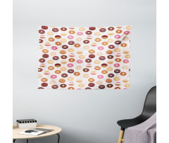 Colorful Yummy Donuts Wide Tapestry