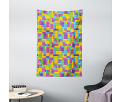 Colorful Blocks Game Cube Tapestry