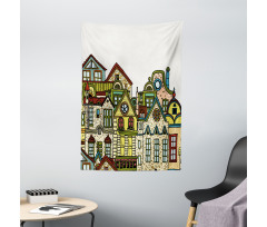 Old Town View Art Tapestry