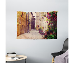 Street in Italy Flowers Wide Tapestry