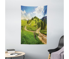 Hillside Meadow Trees Tapestry