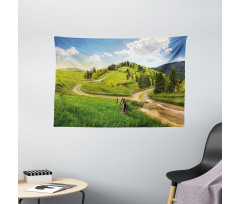 Hillside Meadow Trees Wide Tapestry