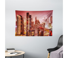 Dubai Night Cityscape Wide Tapestry