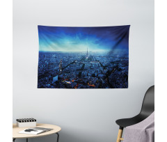 Eiffel Tower Cityscape Wide Tapestry