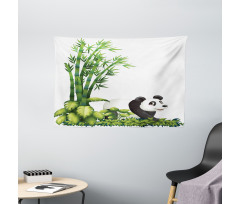 Panda Bear Bamboo Wide Tapestry