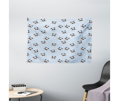 Funny Cartoon Panda Baby Wide Tapestry