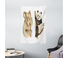 Koala Panda Watercolor Tapestry