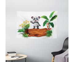 Baby Panda Posing Wide Tapestry