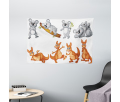 Kangaroos Koalas Wide Tapestry