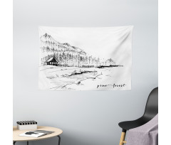 Pine Forest Countryside Wide Tapestry