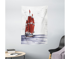 Saliling Ship on Sea Tapestry