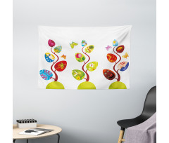 Magic Tree Easter Theme Wide Tapestry