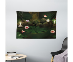 Mystic Forest with Candle Wide Tapestry