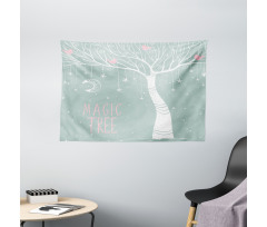 Stars Moon Pastel Colored Wide Tapestry