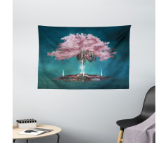 Pink Blossom Art Wide Tapestry