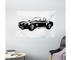 Classic Car Silhouette Wide Tapestry