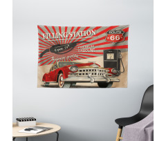 Retro Poster Effect Wide Tapestry