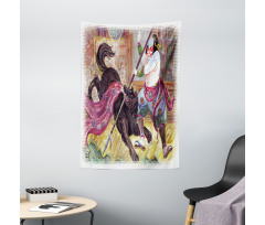 Brave Samurai and Wolf Tapestry