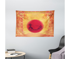 Ninjas Vintage Sunset Wide Tapestry