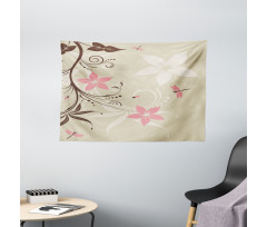 Flying Dragonflies Wide Tapestry