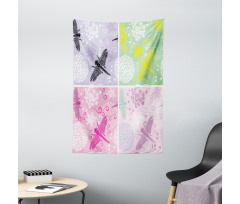 Dragonflies Dandelion Tapestry