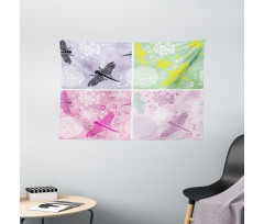 Dragonflies Dandelion Wide Tapestry