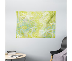 Dragonfly over Mandala Wide Tapestry