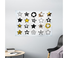 Punk Shapes and Designs Wide Tapestry