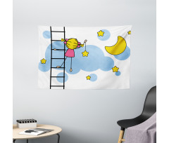 Girl Ladder with Star Wide Tapestry
